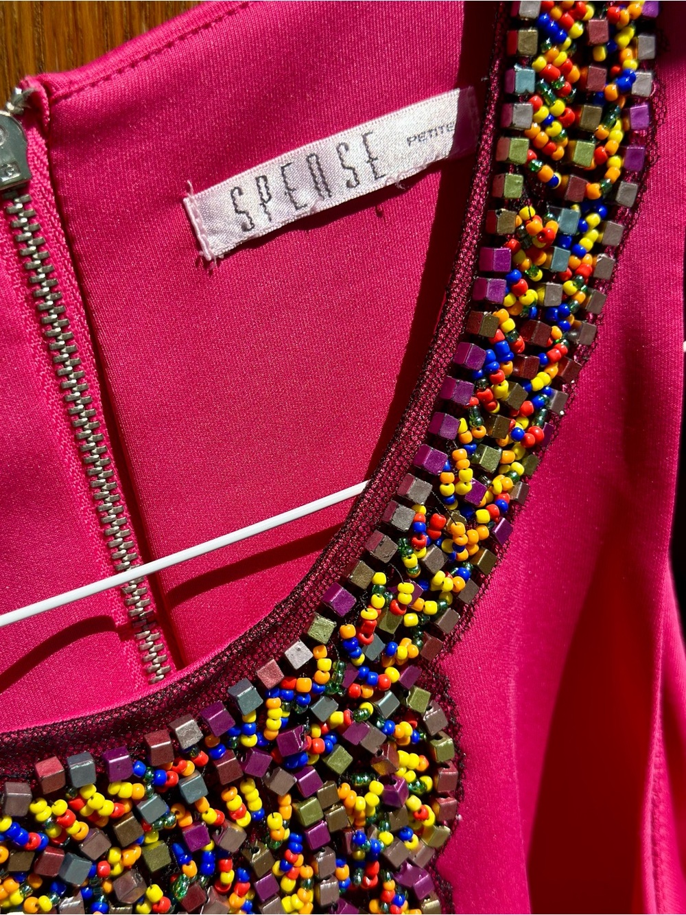 Spense Petite Fuchsia Beaded Fit and Flare Cocktail Party Dress Special Occasion - Picture 4 of 12